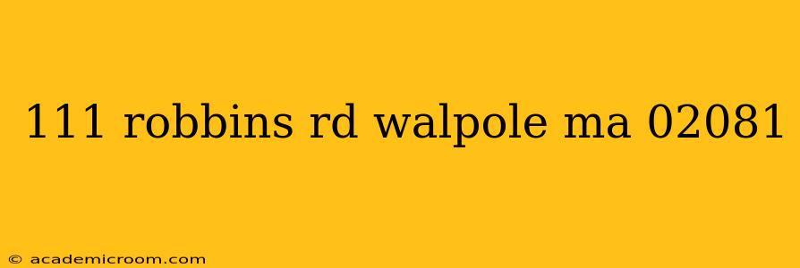 111 robbins rd walpole ma 02081