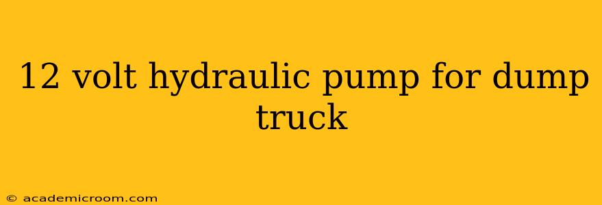 12 volt hydraulic pump for dump truck