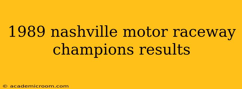 1989 nashville motor raceway champions results