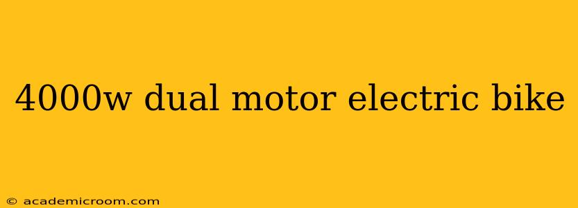 4000w dual motor electric bike