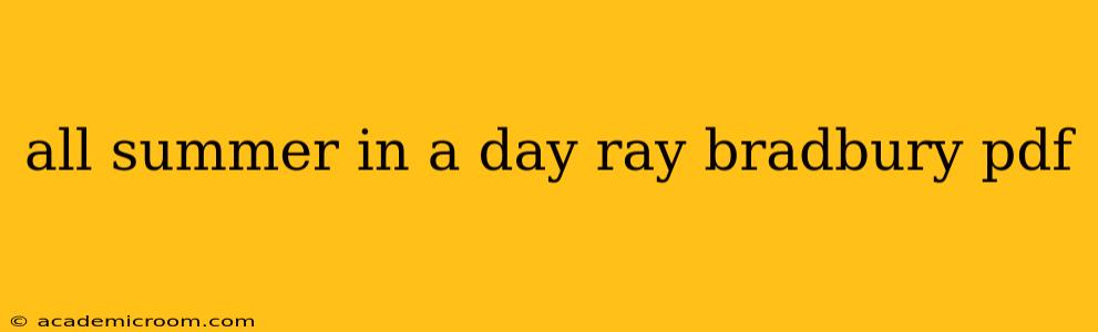 all summer in a day ray bradbury pdf