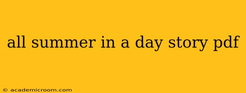 all summer in a day story pdf