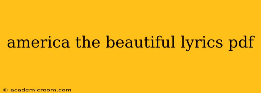 america the beautiful lyrics pdf