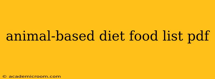 animal-based diet food list pdf