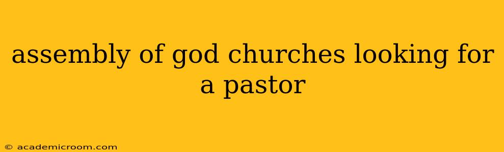 assembly of god churches looking for a pastor