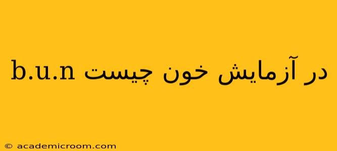 b.u.n در آزمایش خون چیست
