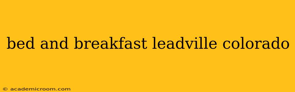 bed and breakfast leadville colorado