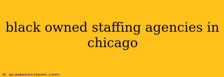 black owned staffing agencies in chicago