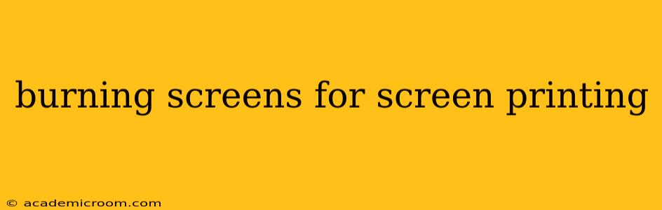 burning screens for screen printing