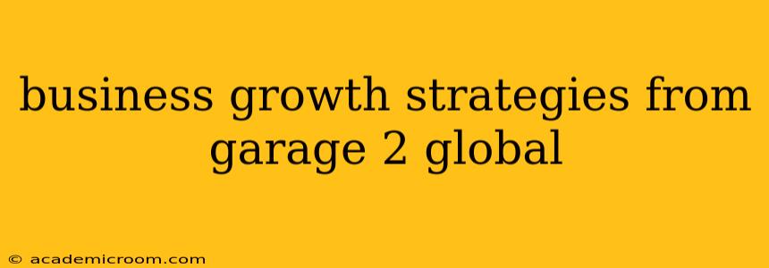 business growth strategies from garage 2 global