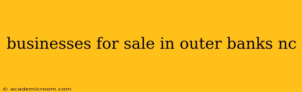 businesses for sale in outer banks nc