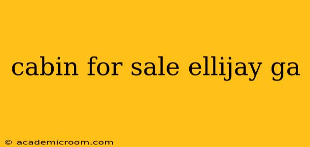 cabin for sale ellijay ga