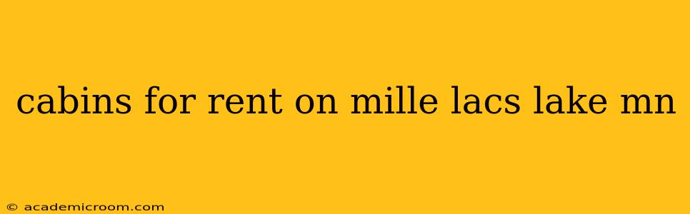 cabins for rent on mille lacs lake mn