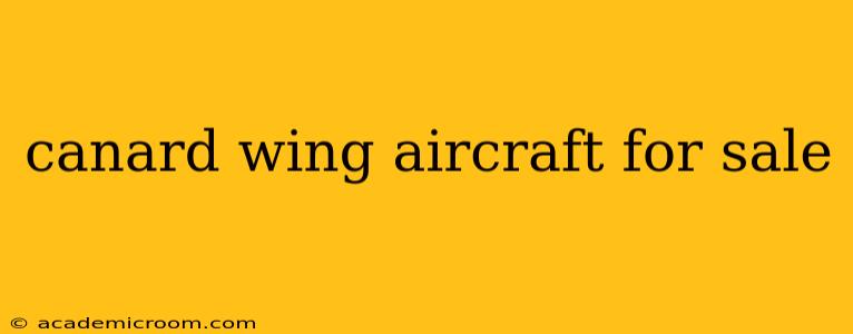 canard wing aircraft for sale