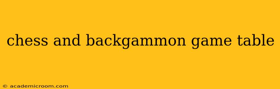 chess and backgammon game table