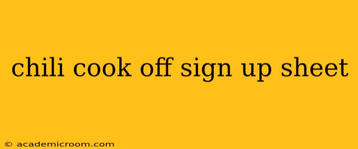 chili cook off sign up sheet