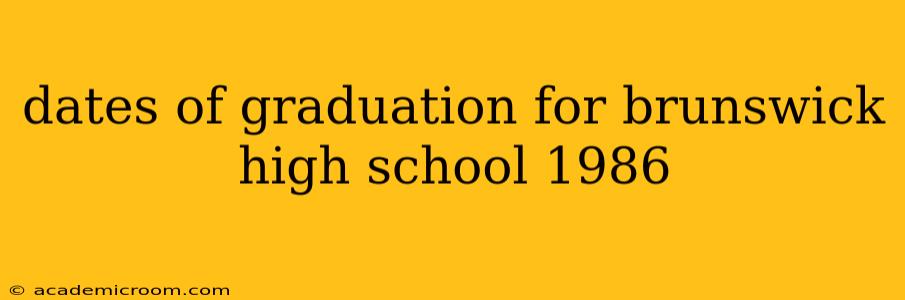 dates of graduation for brunswick high school 1986