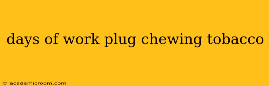 days of work plug chewing tobacco