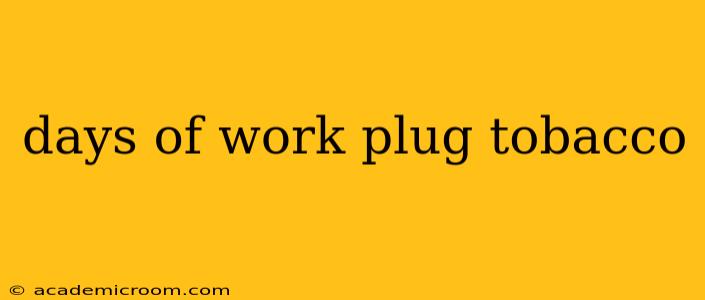 days of work plug tobacco