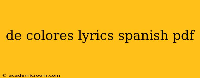 de colores lyrics spanish pdf