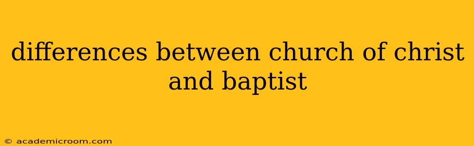 differences between church of christ and baptist