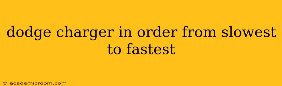 dodge charger in order from slowest to fastest