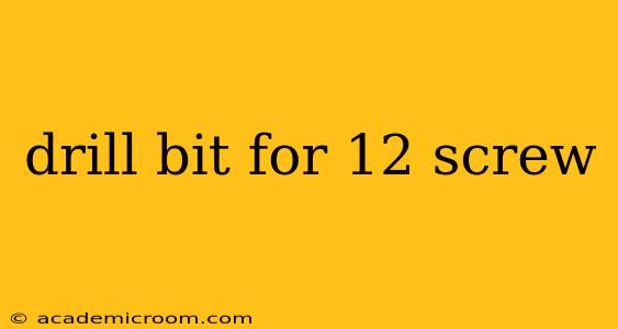 drill bit for 12 screw