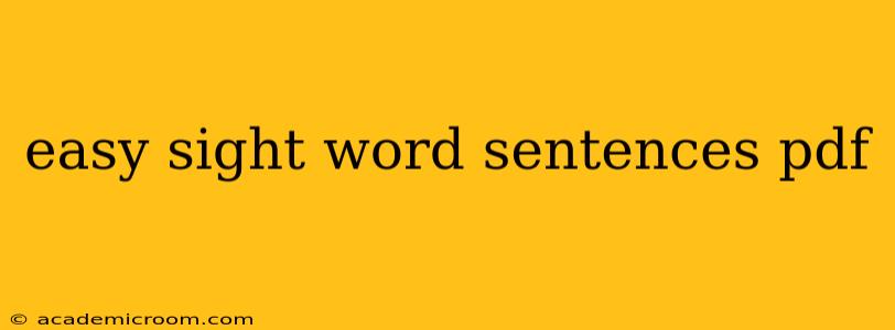 easy sight word sentences pdf