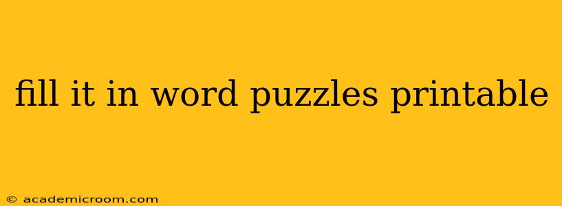 fill it in word puzzles printable