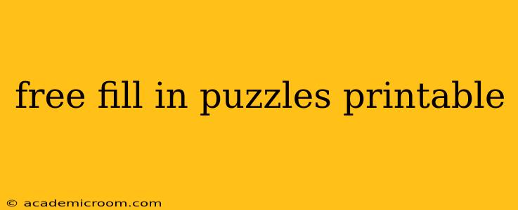 free fill in puzzles printable