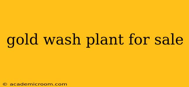 gold wash plant for sale