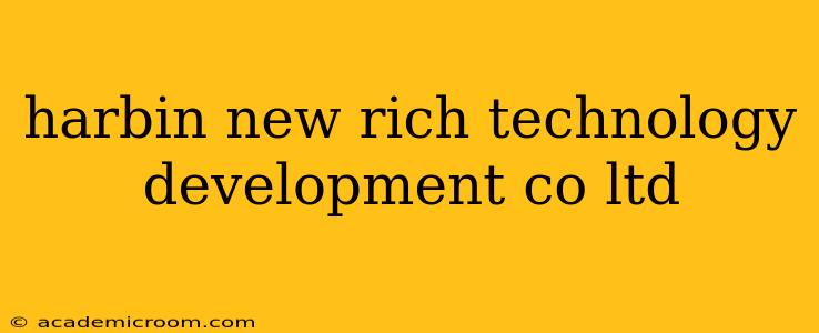 harbin new rich technology development co ltd