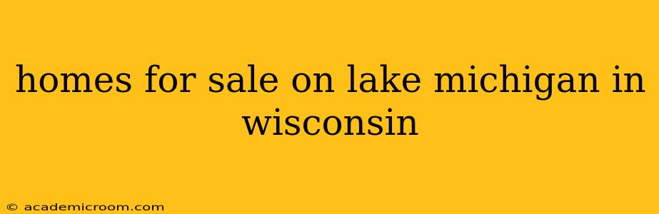 homes for sale on lake michigan in wisconsin