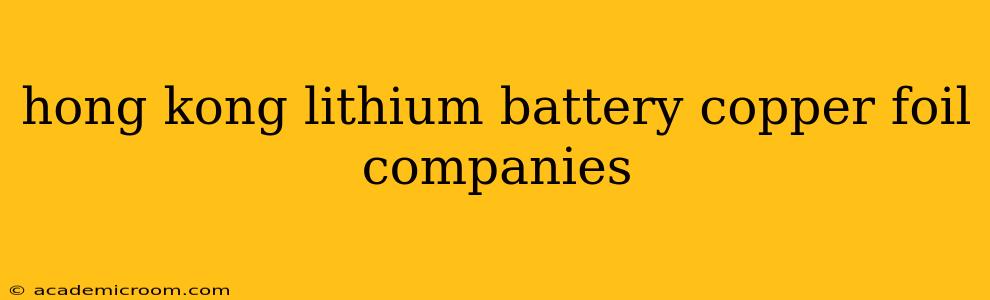 hong kong lithium battery copper foil companies