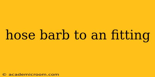 hose barb to an fitting