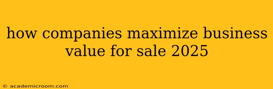 how companies maximize business value for sale 2025