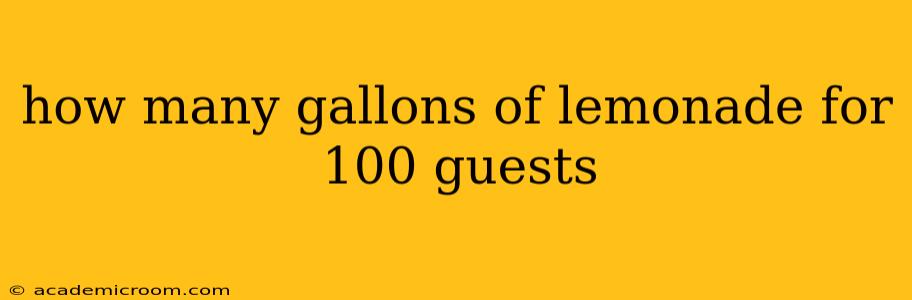 how many gallons of lemonade for 100 guests