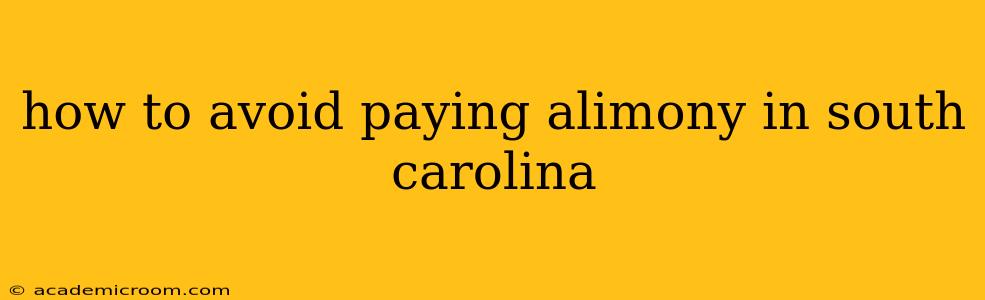 how to avoid paying alimony in south carolina