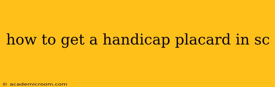 how to get a handicap placard in sc