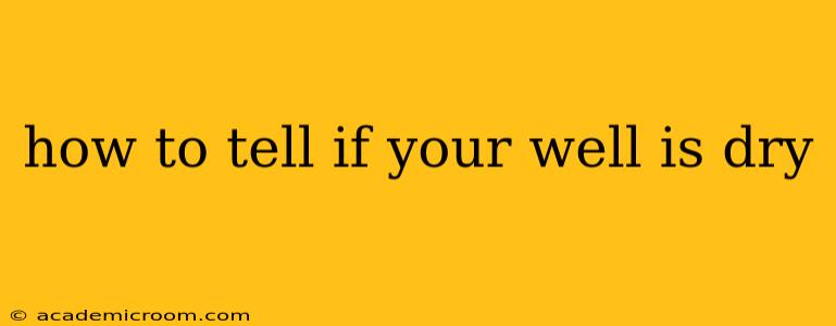 how to tell if your well is dry