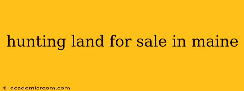 hunting land for sale in maine