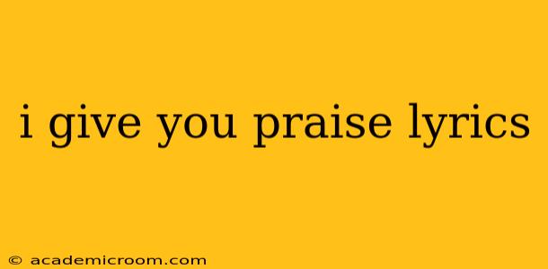 i give you praise lyrics