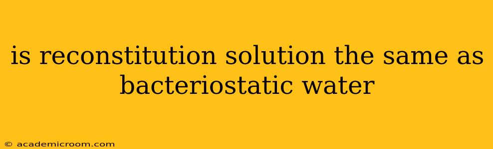 is reconstitution solution the same as bacteriostatic water