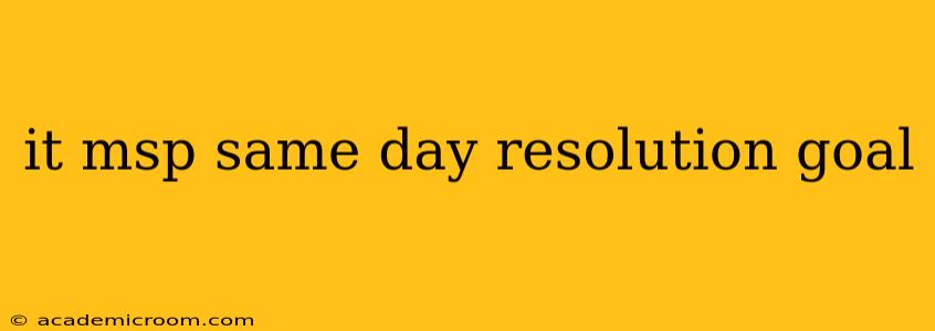 it msp same day resolution goal