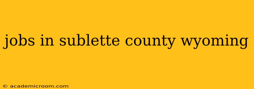 jobs in sublette county wyoming