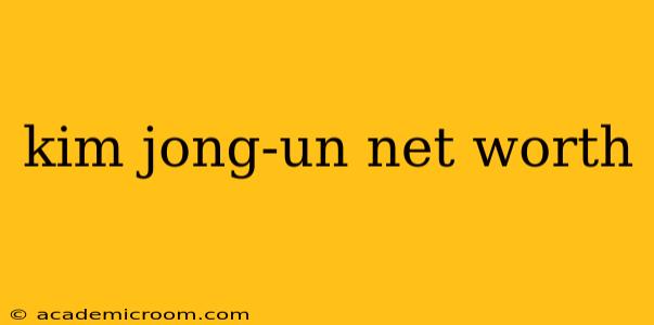 kim jong-un net worth