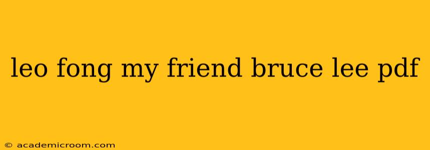 leo fong my friend bruce lee pdf