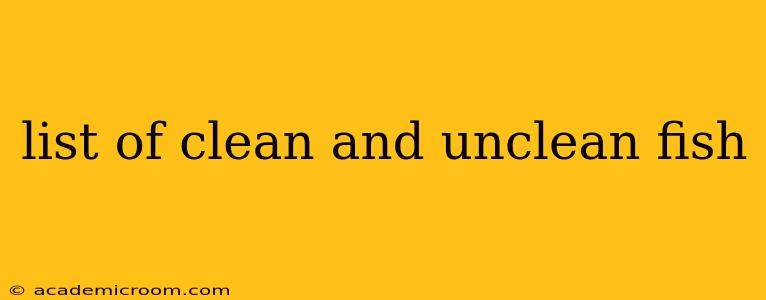 list of clean and unclean fish