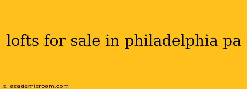 lofts for sale in philadelphia pa