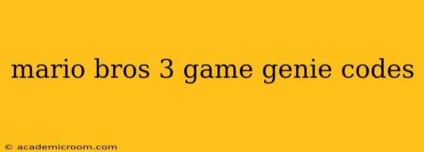 mario bros 3 game genie codes